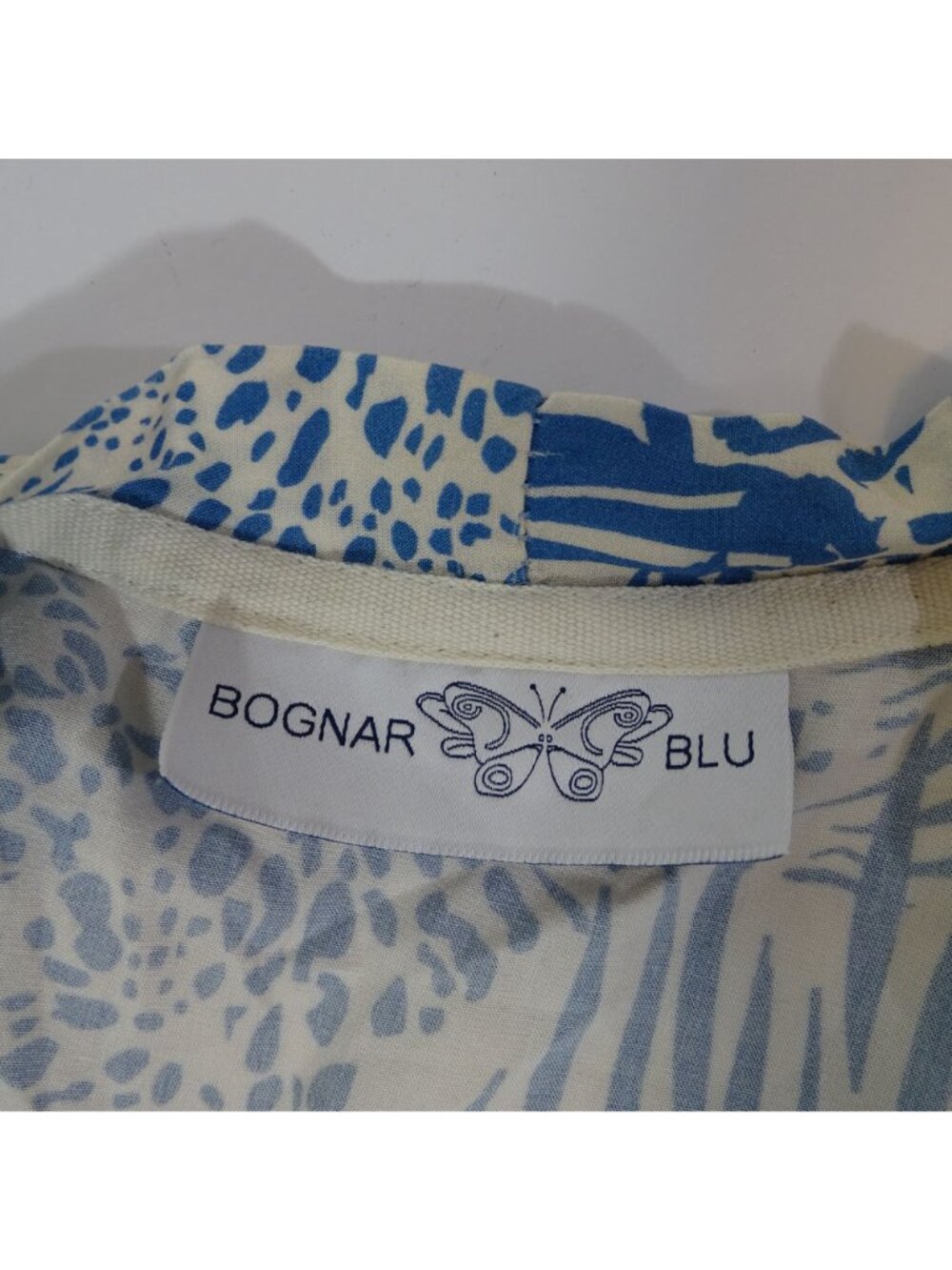 Bognar Blu Long Sleeve Blue Animal Print Midi Dress Women Size M Tassel Fringe - Picture 7 of 9